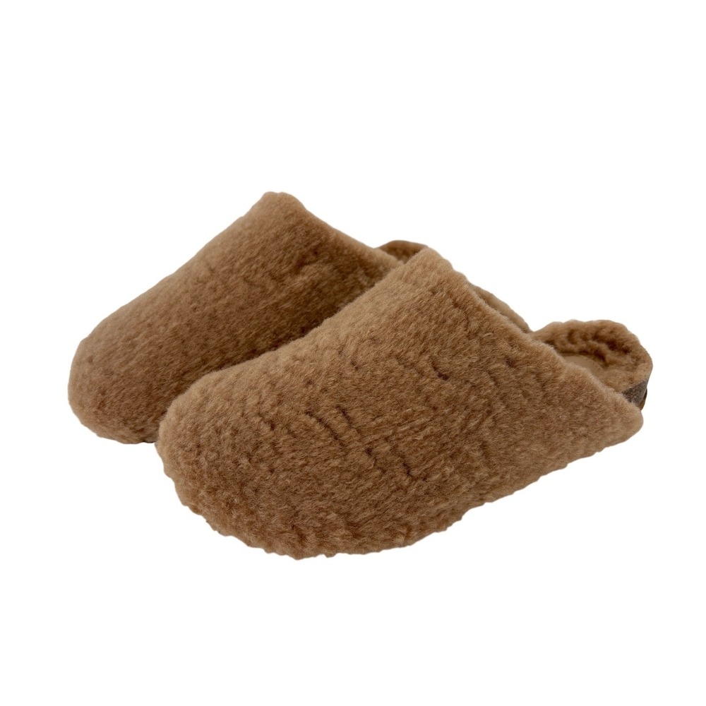 Intentionally Blank IB Apres Faux Shearling Slippers Tan Cork Mules Womens 9
